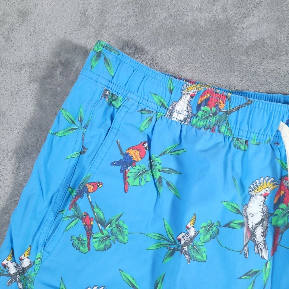 NEW Fair‎ Harbor Bungalow Short Mens 2X Blue Parrot Party Tropical Swim Trunks